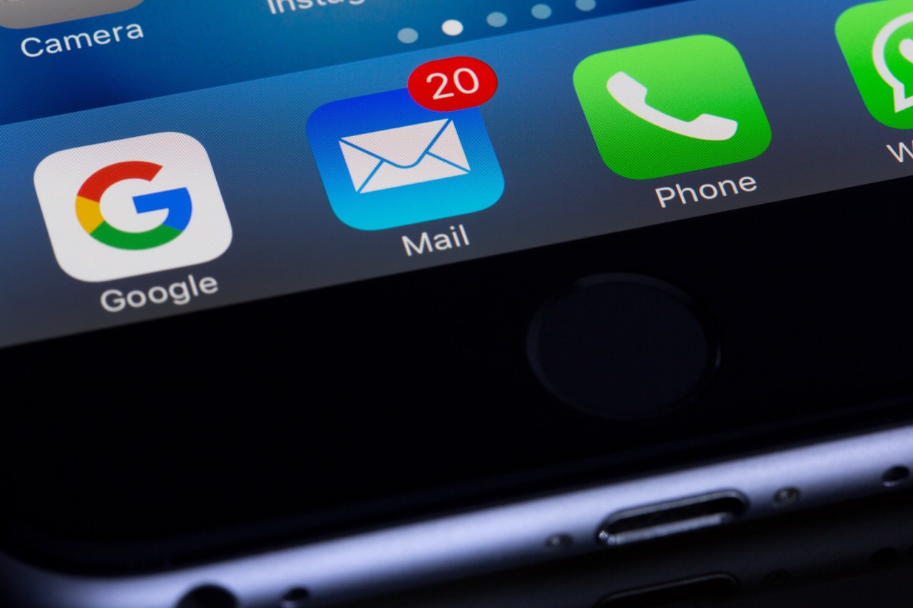 Email Icon shows on a mobile phone