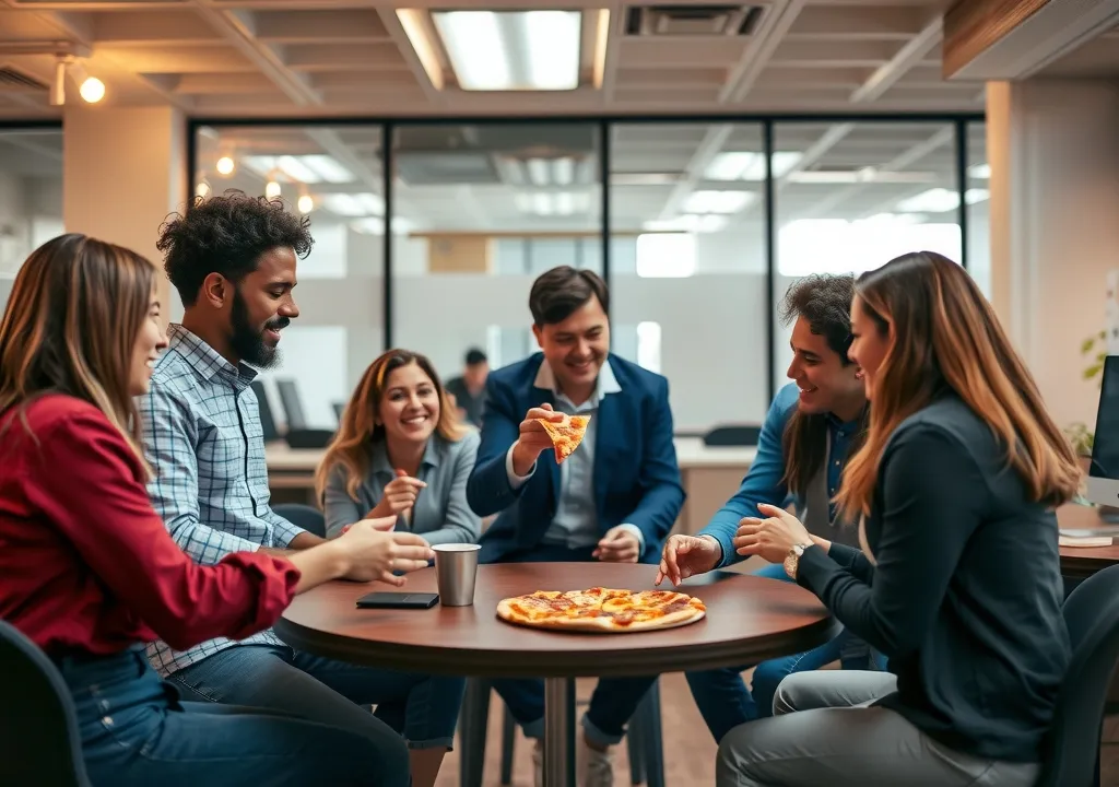 People eating pizza.