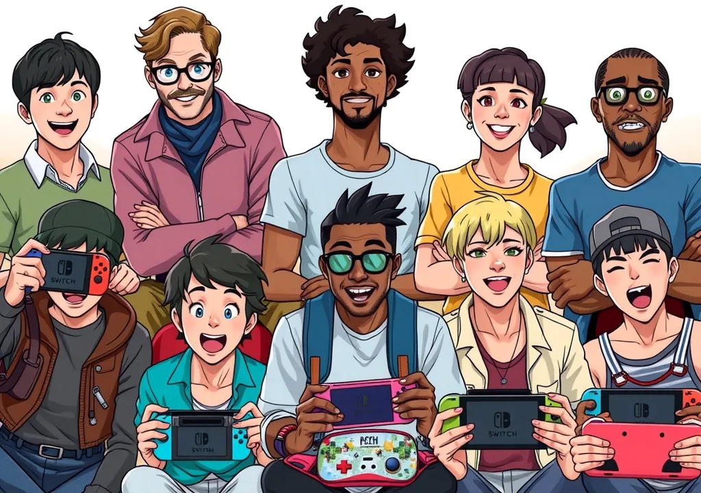 Group of people with video games.